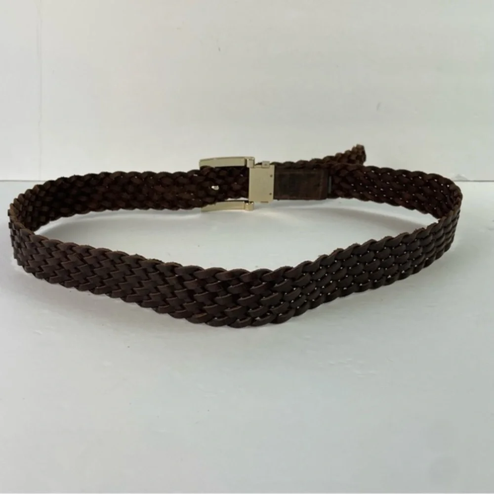 Michael Kors Brown Leather Braided Belt‎